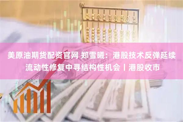美原油期货配资官网 郑雪曦：港股技术反弹延续 流动性修复中寻结构性机会丨港股收市